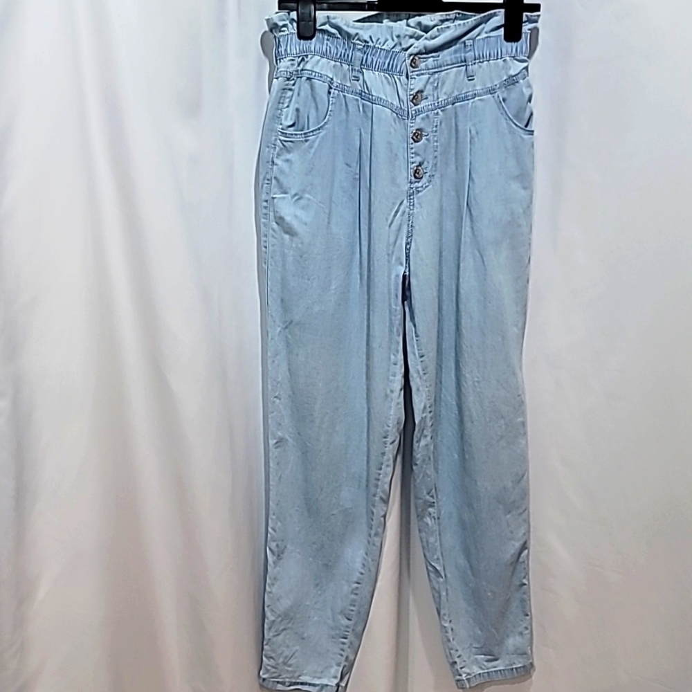 TWIK Organic Cotton Paperbag Pants Chambray Denim High Rise 100% Cotton